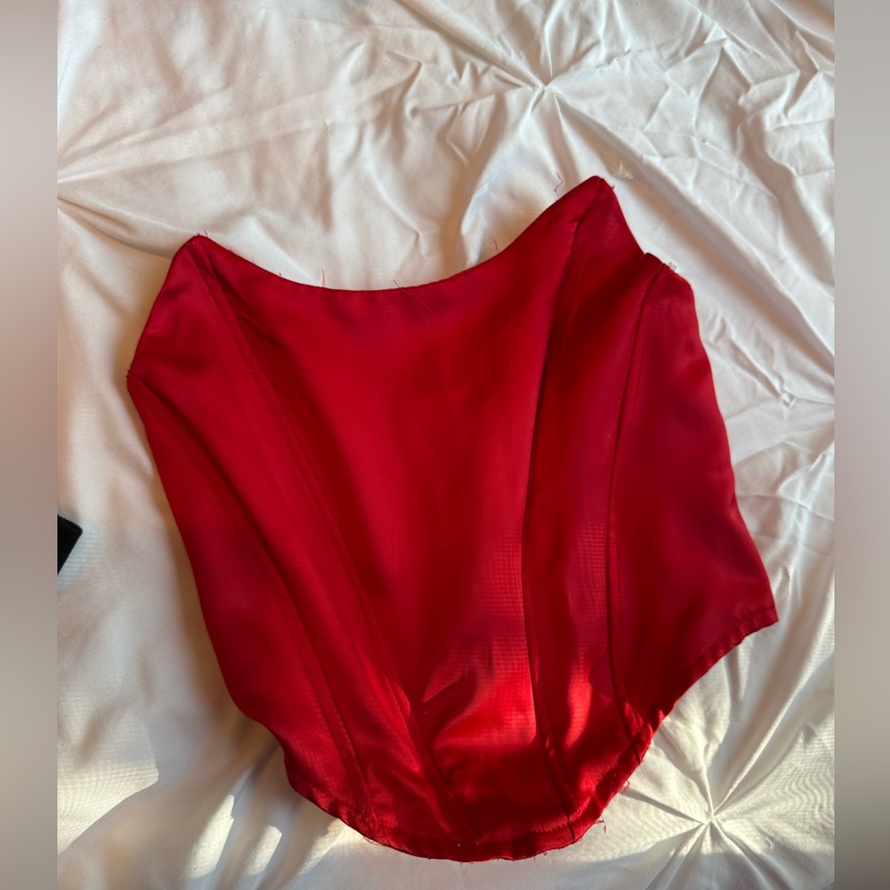 Red strapless corset